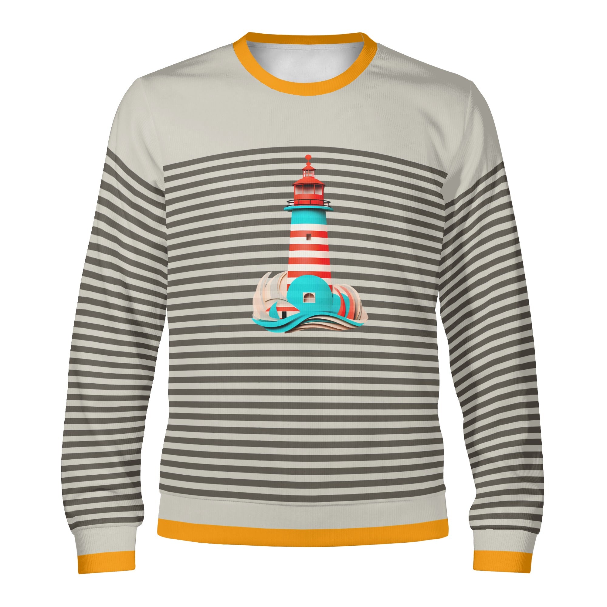 Sueter manga larga - Black Stripes faro ilustración