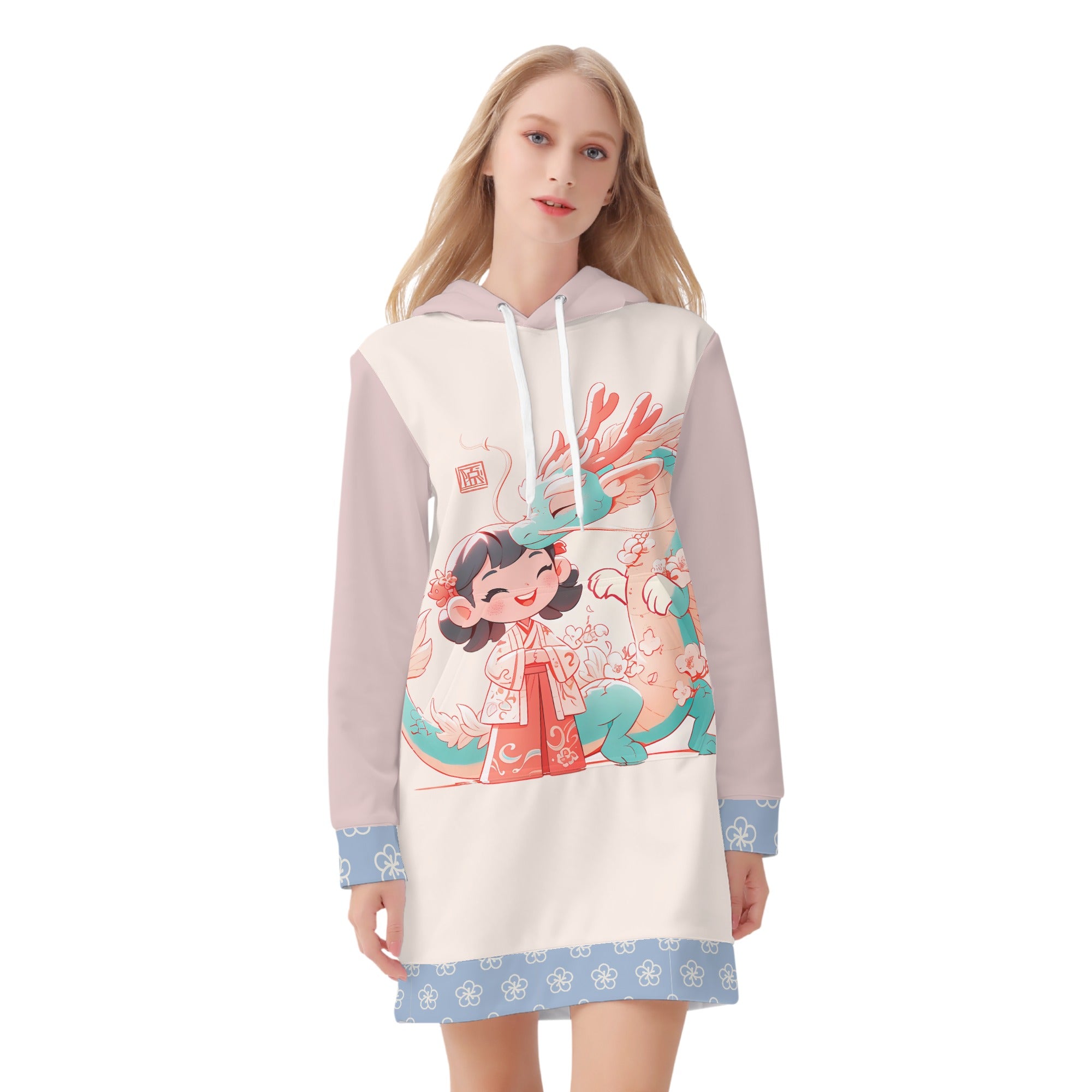 Vestido Hoodie - Niña con Dragon