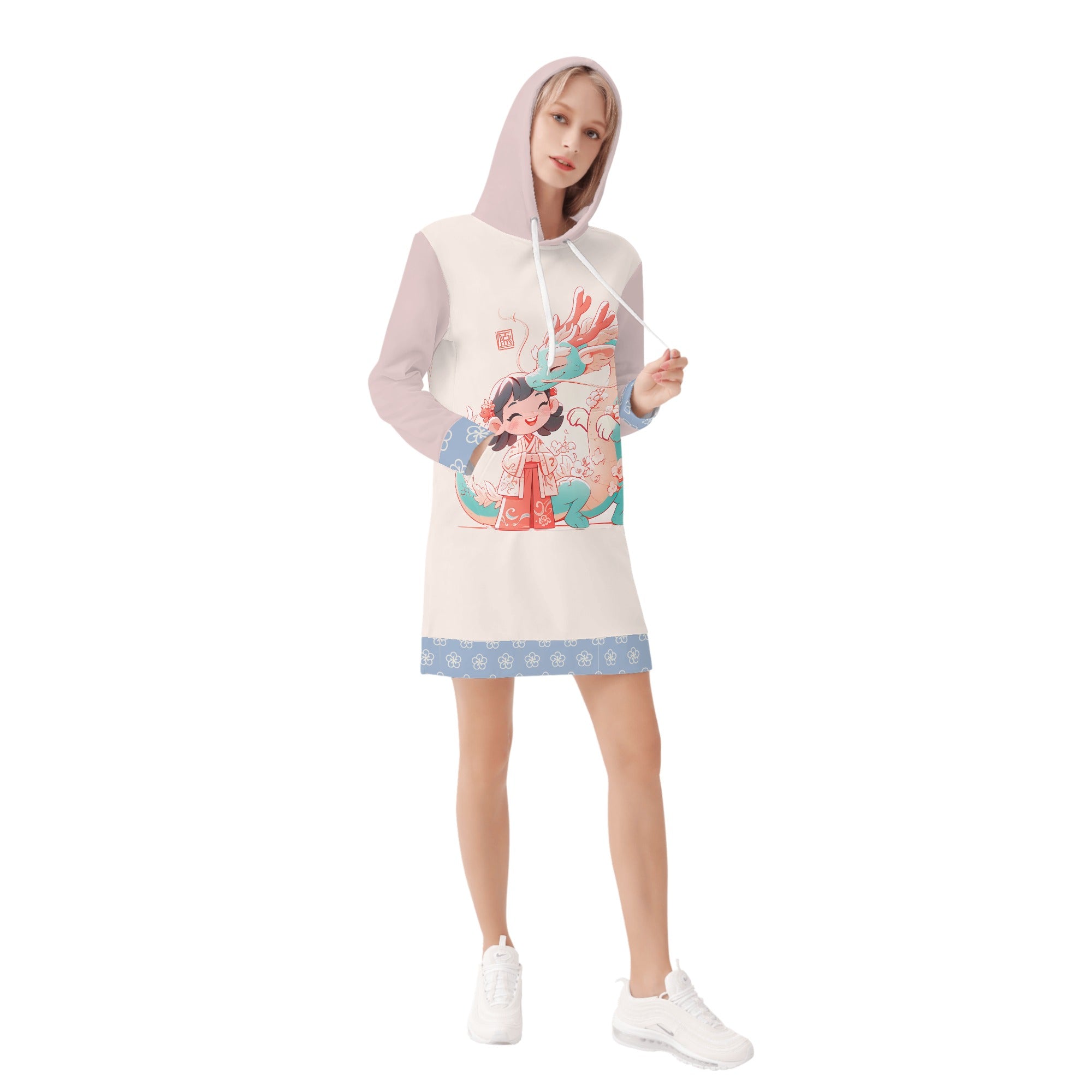 Vestido Hoodie - Niña con Dragon
