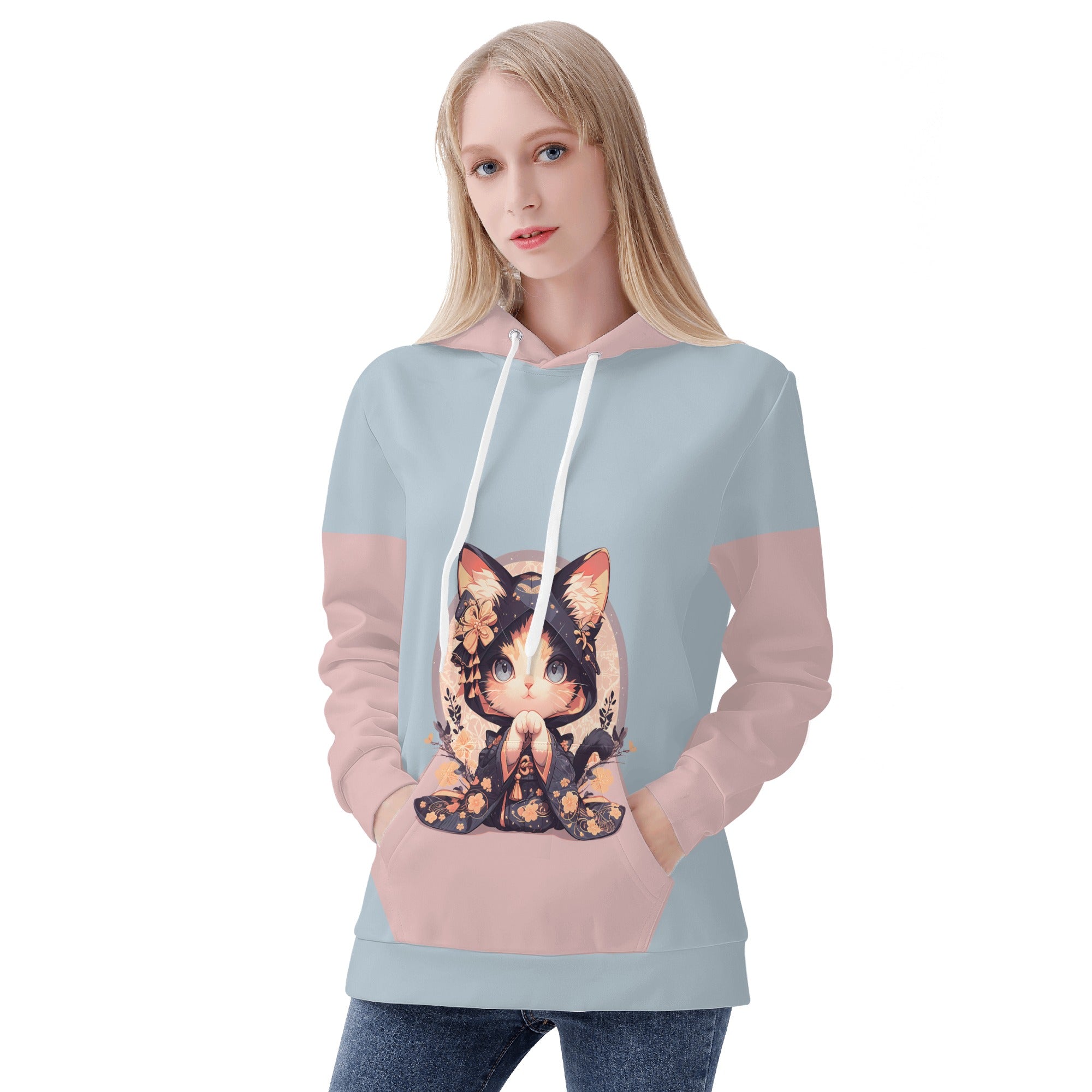 Hoodie - Gatita kimono negro