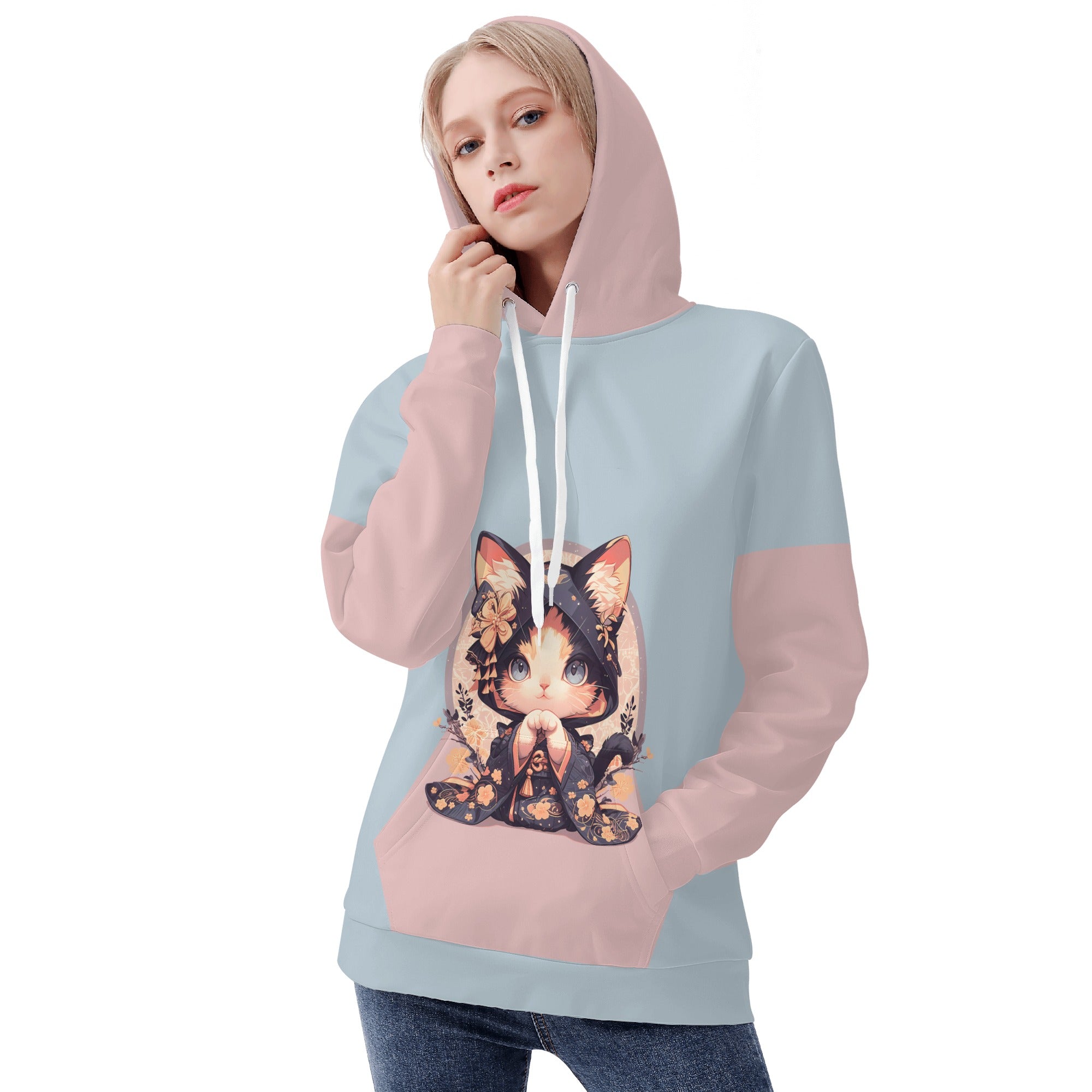 Hoodie - Gatita kimono negro