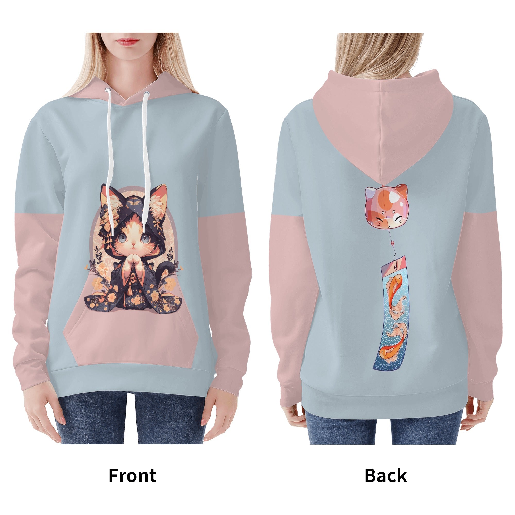 Hoodie - Gatita kimono negro