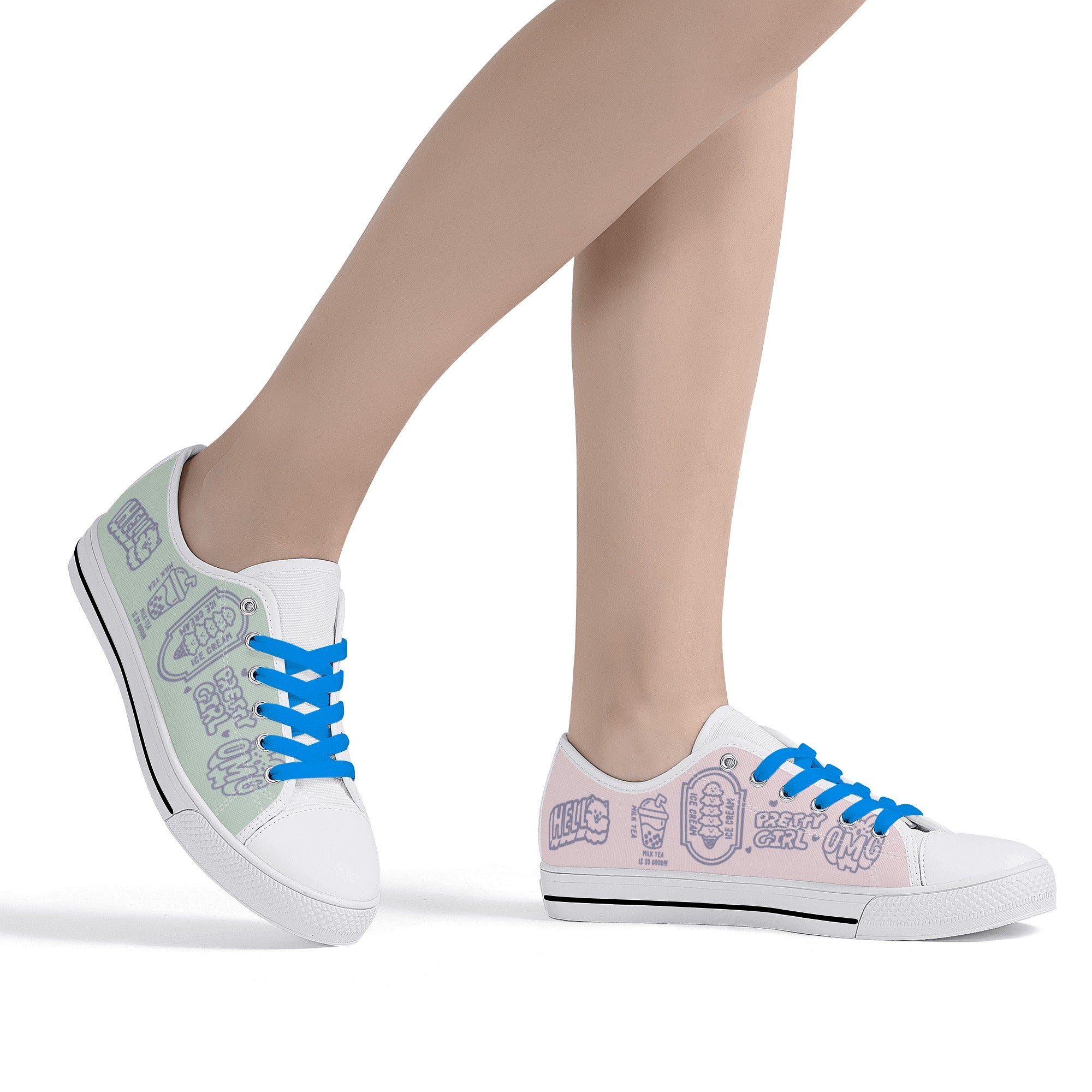 Clásicas playeras bajas con Doodles estilo japones