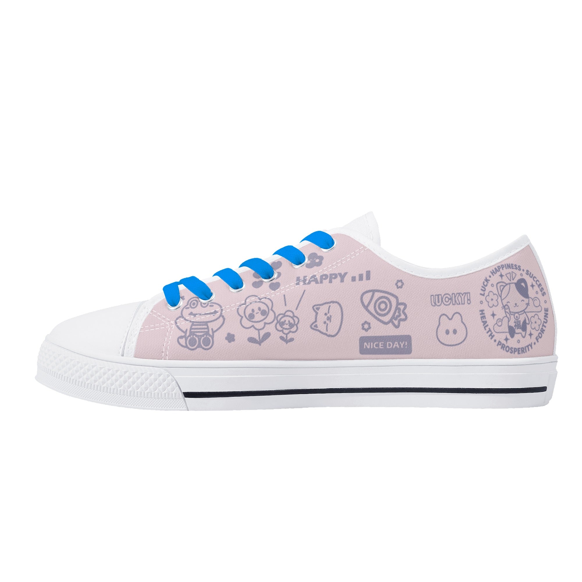 Clásicas playeras bajas con Doodles estilo japones
