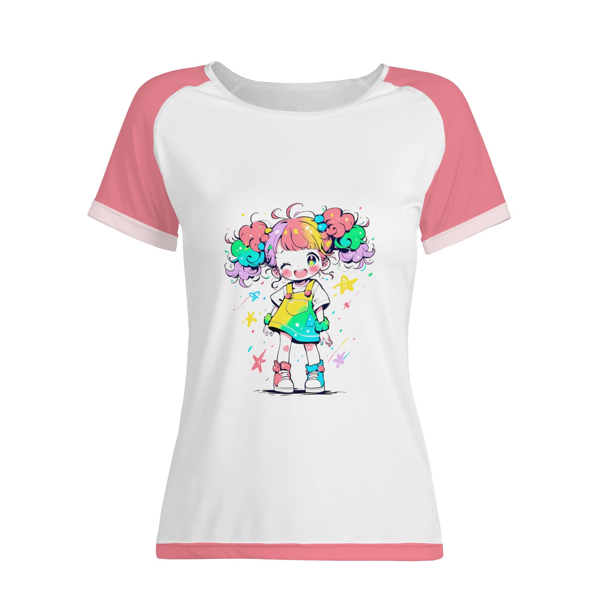 Camiseta mujer manga corta kawaii -- Niña Feliz