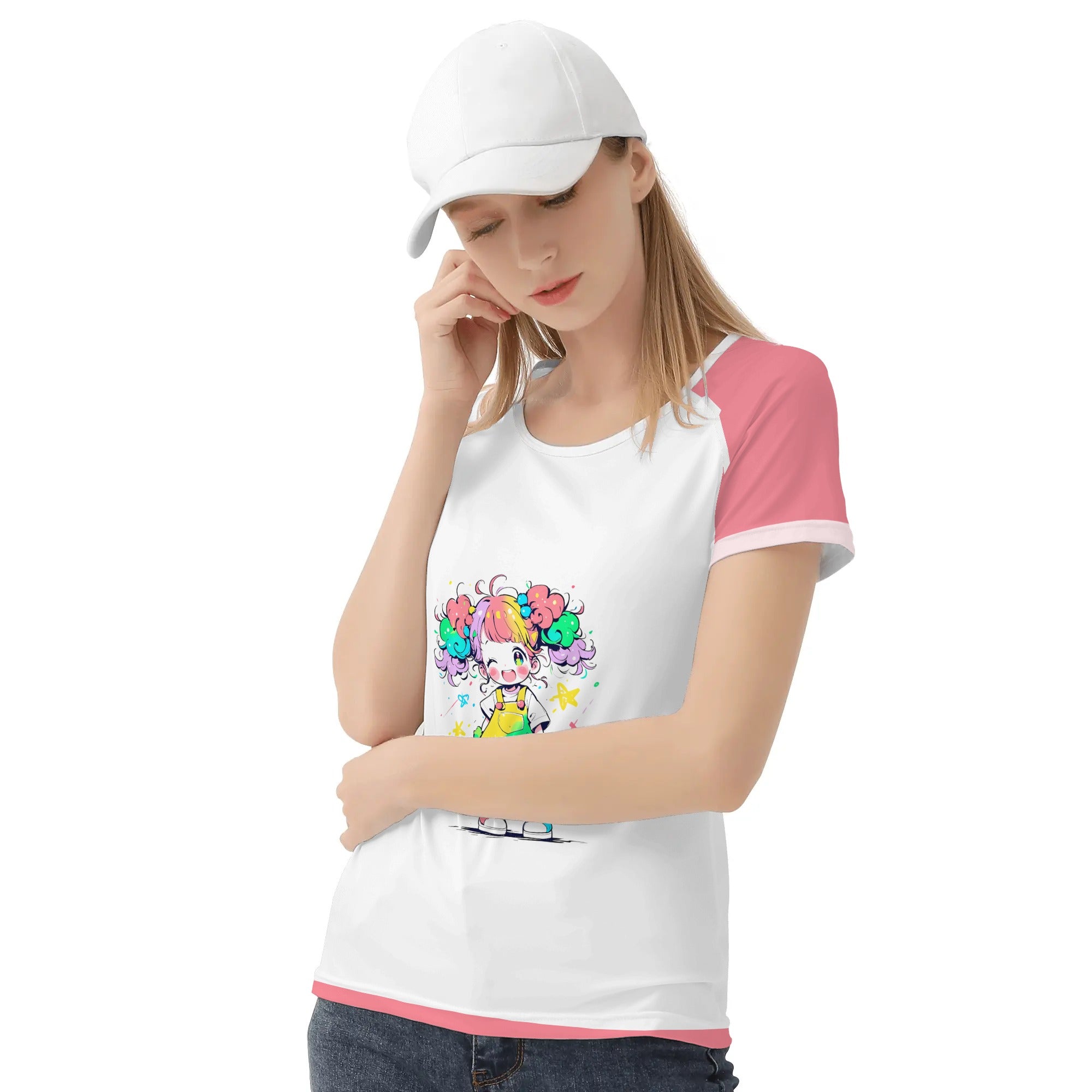 Camiseta mujer manga corta kawaii -- Niña Feliz