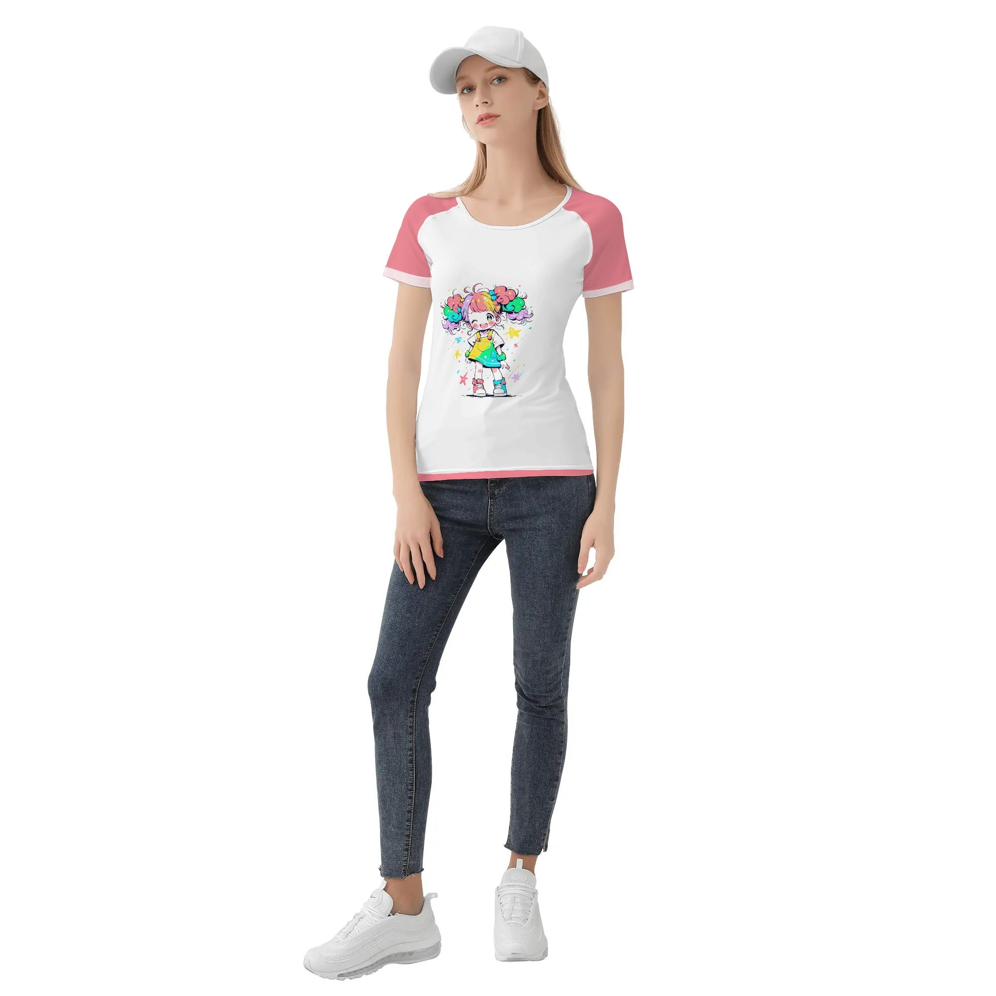 Camiseta mujer manga corta kawaii -- Niña Feliz
