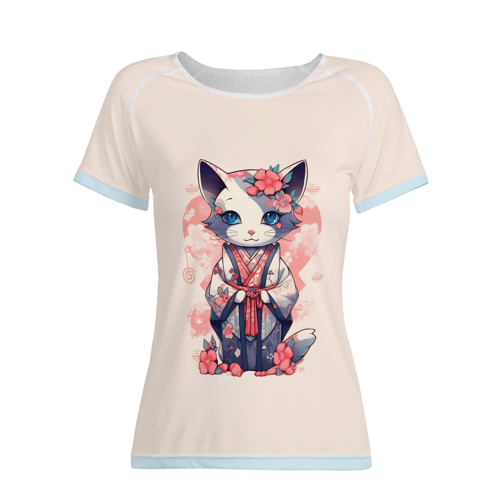 Camiseta mujer manga corta kawaii - Gata Kimono
