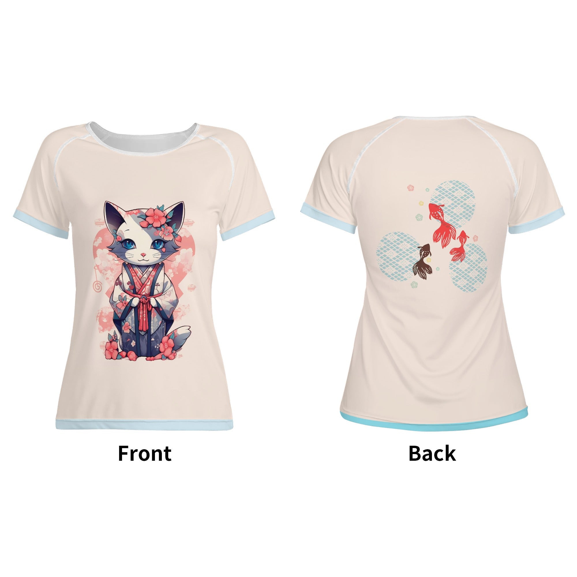 Camiseta mujer manga corta kawaii - Gata Kimono