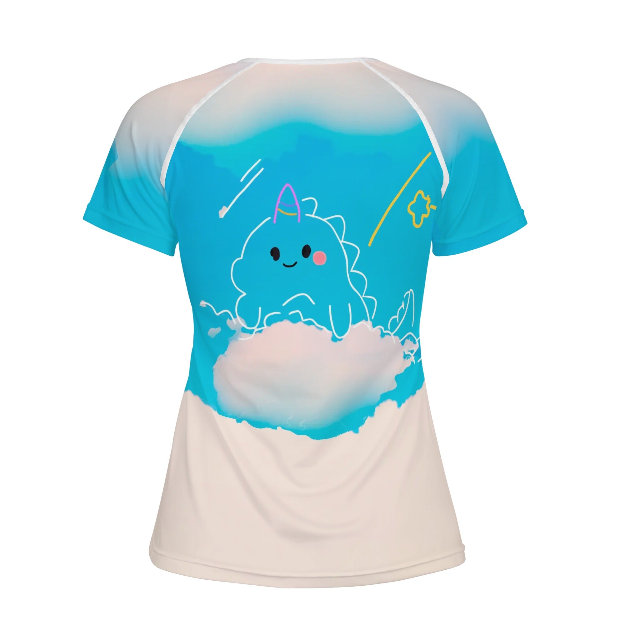 Camiseta mujer manga corta kawaii - Chica con globos de aire.