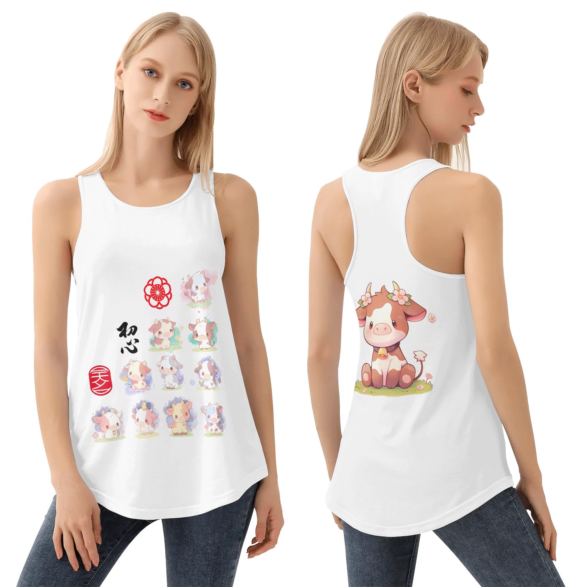 Camiseta mujer sin mangas - doodle japones.
