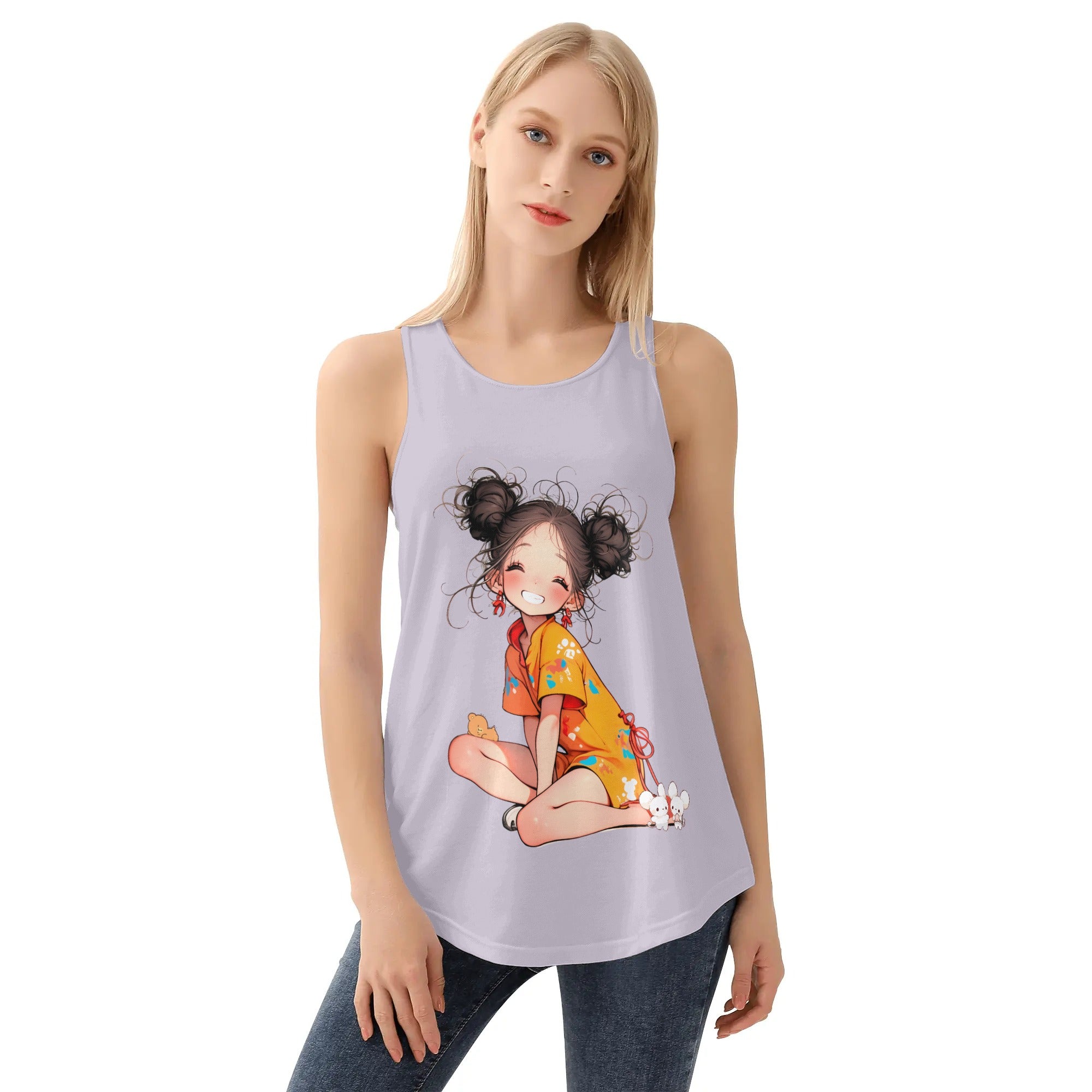 Camiseta Mujer sin mangas -- Kawaii personaje y colores Cool