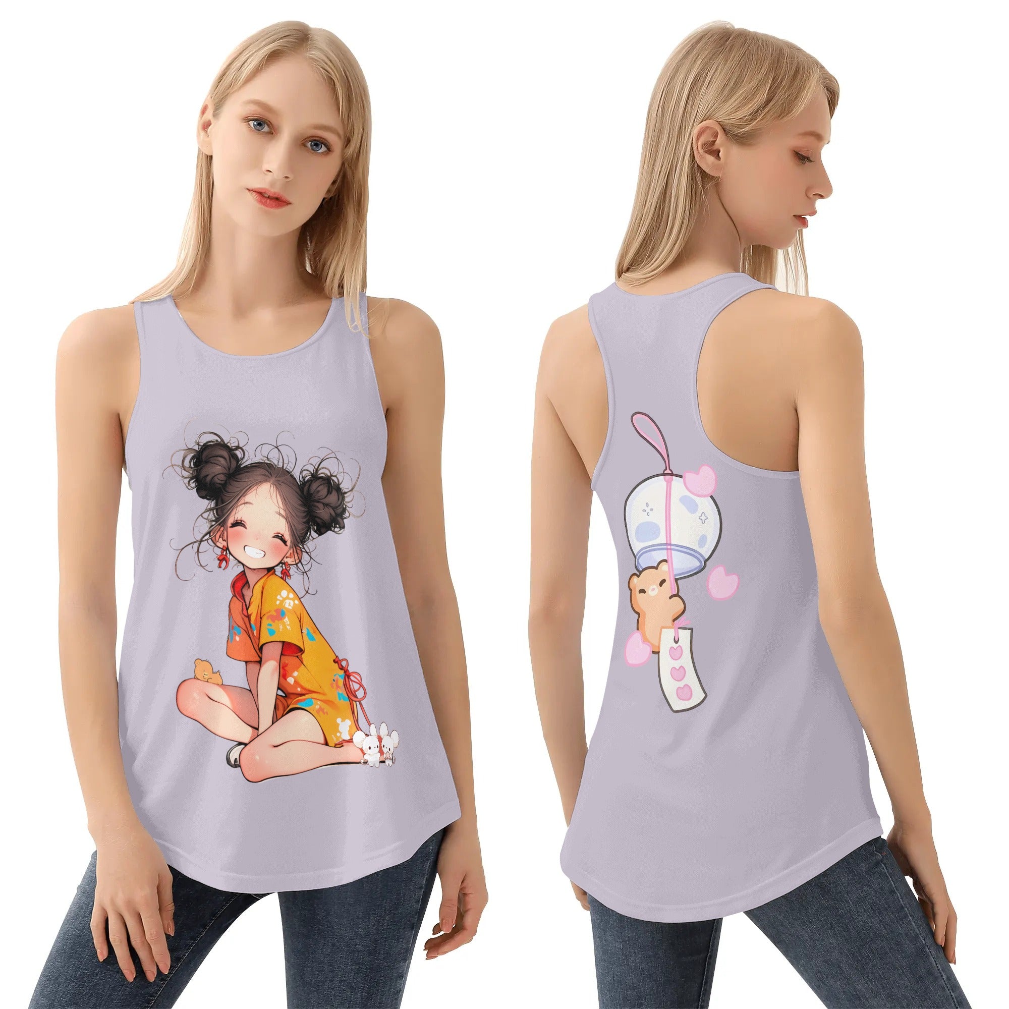 Camiseta Mujer sin mangas -- Kawaii personaje y colores Cool