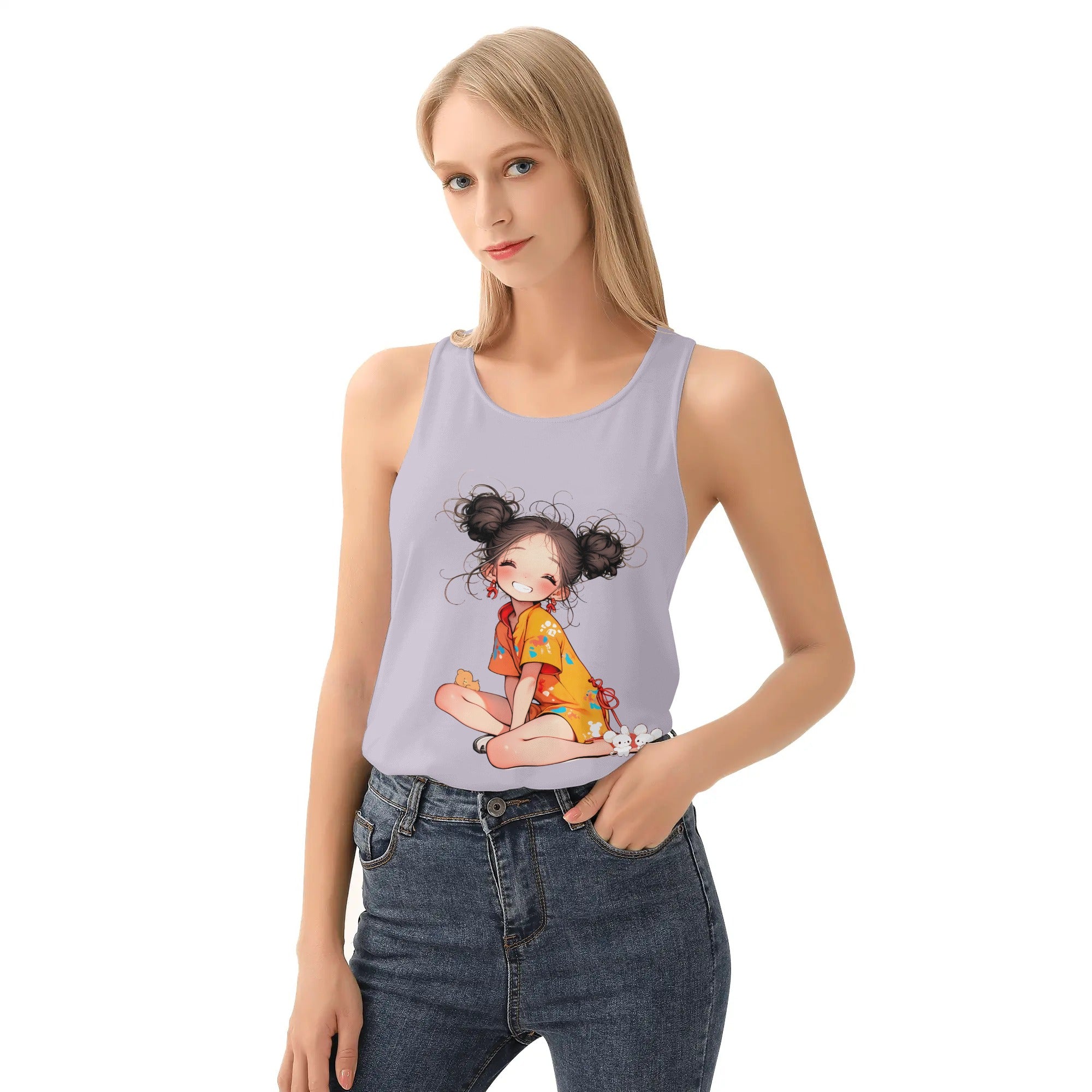 Camiseta Mujer sin mangas -- Kawaii personaje y colores Cool