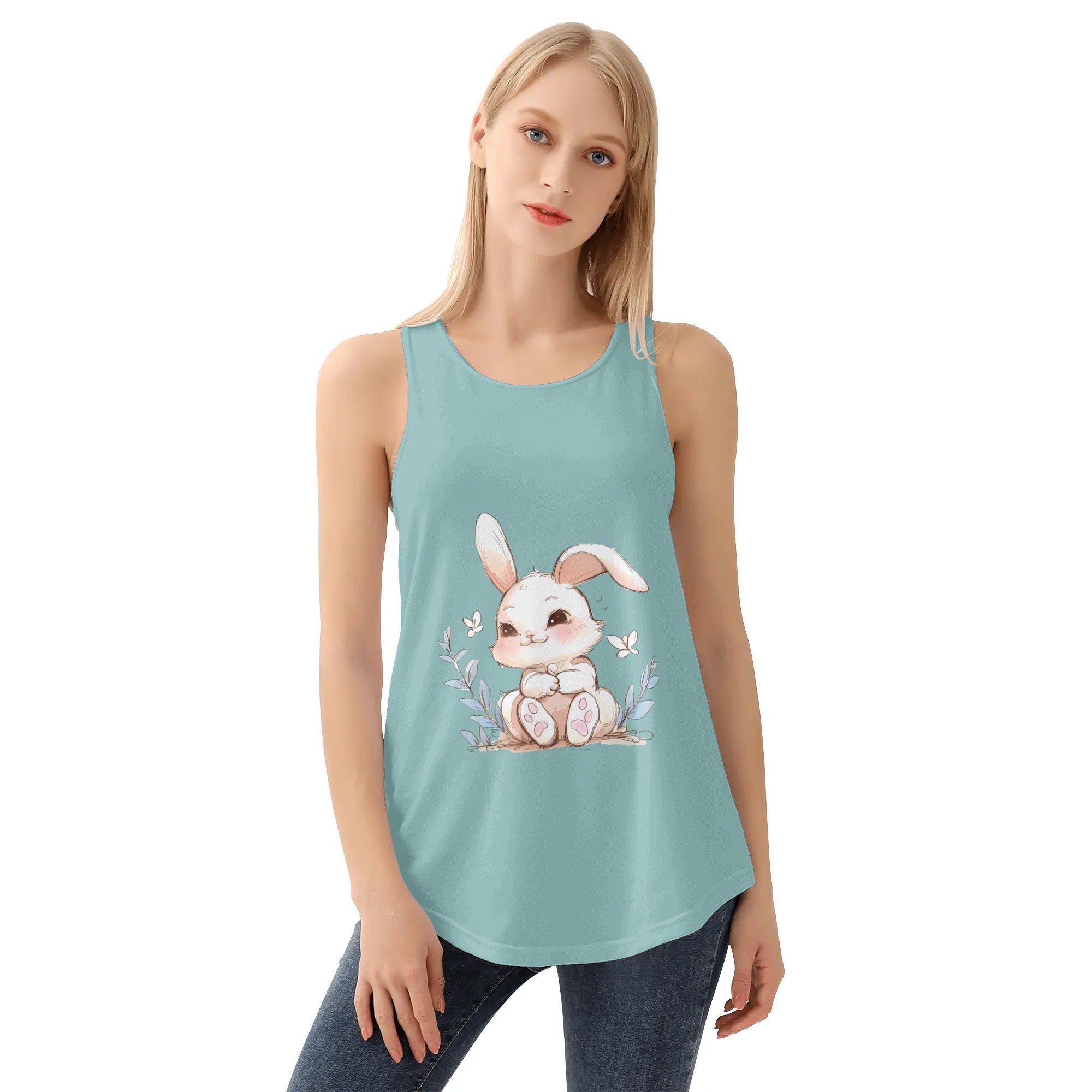 Camiseta Mujer Sin Mangas -- Kawaii Conejitos