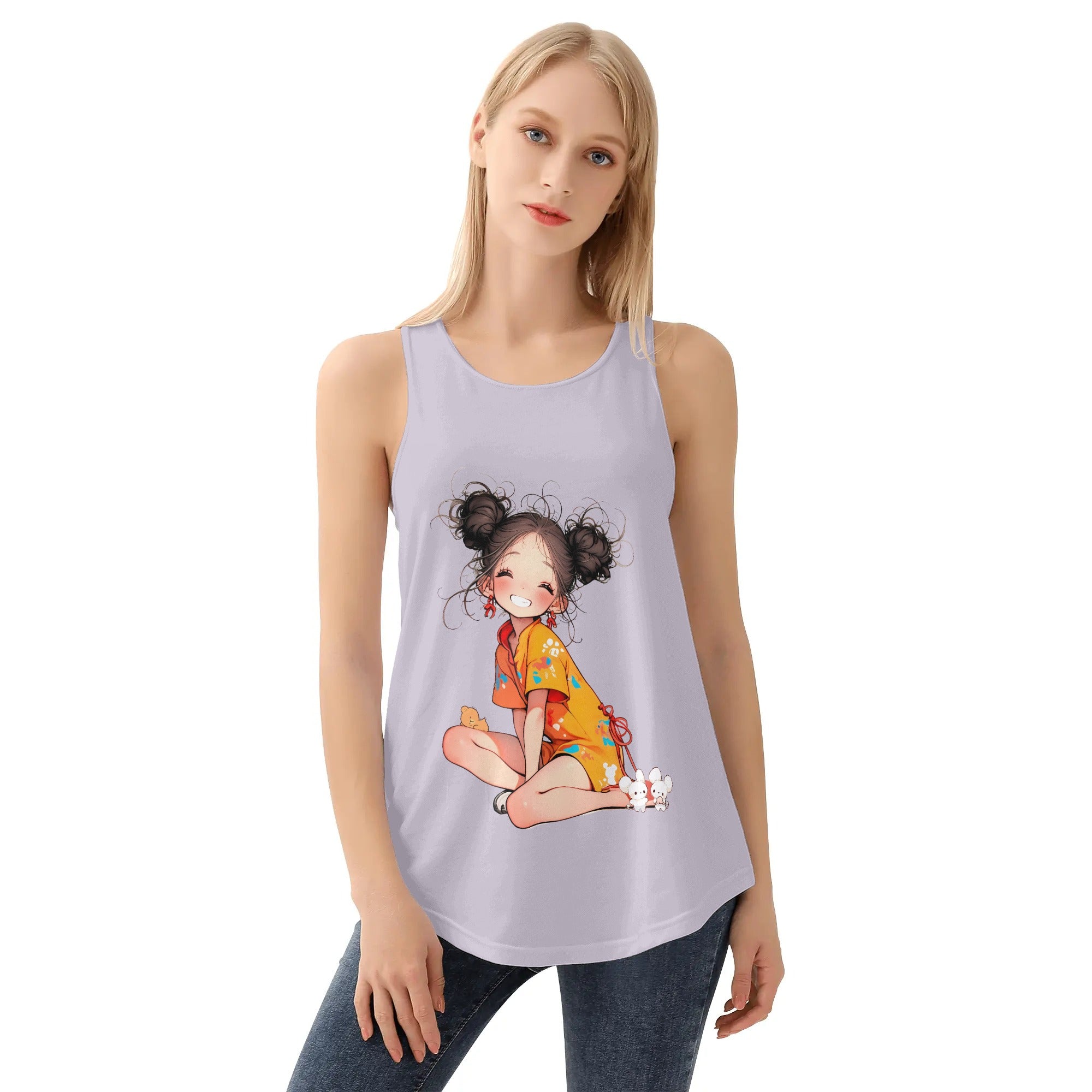 Hi! Camiseta Mujer sin mangas - Kawaii personaje y colores Cool