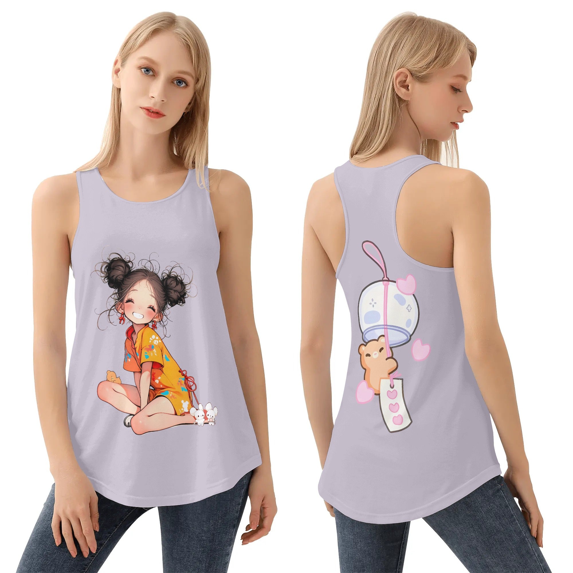 Hi! Camiseta Mujer sin mangas - Kawaii personaje y colores Cool