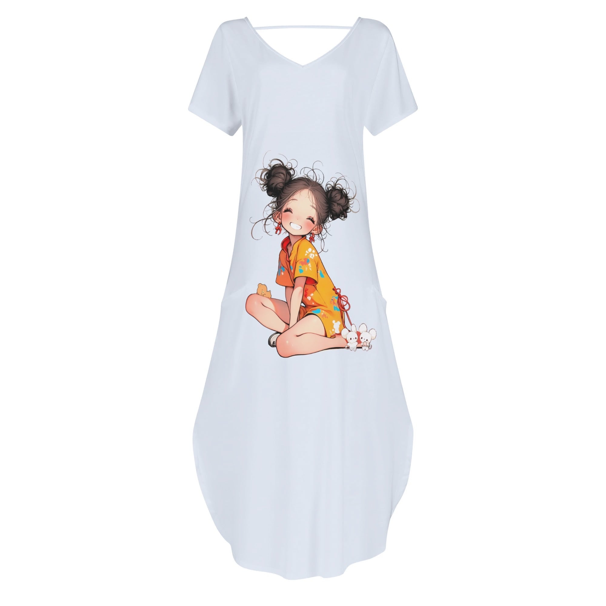Vestido Mujer Manga Corta -- Cute personaje niña