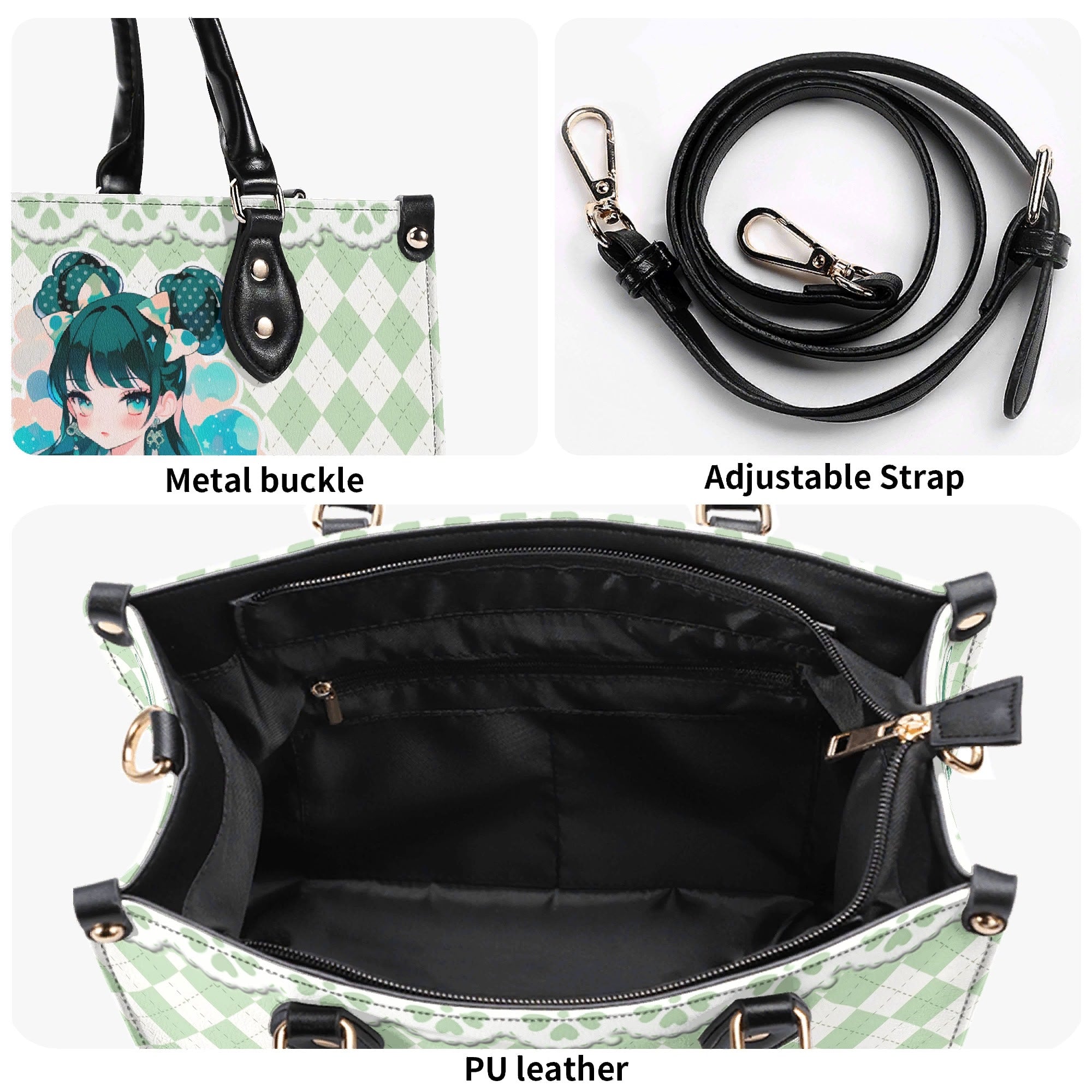 Bolso verde mujer corte clásico correa -- Japan Juvenile
