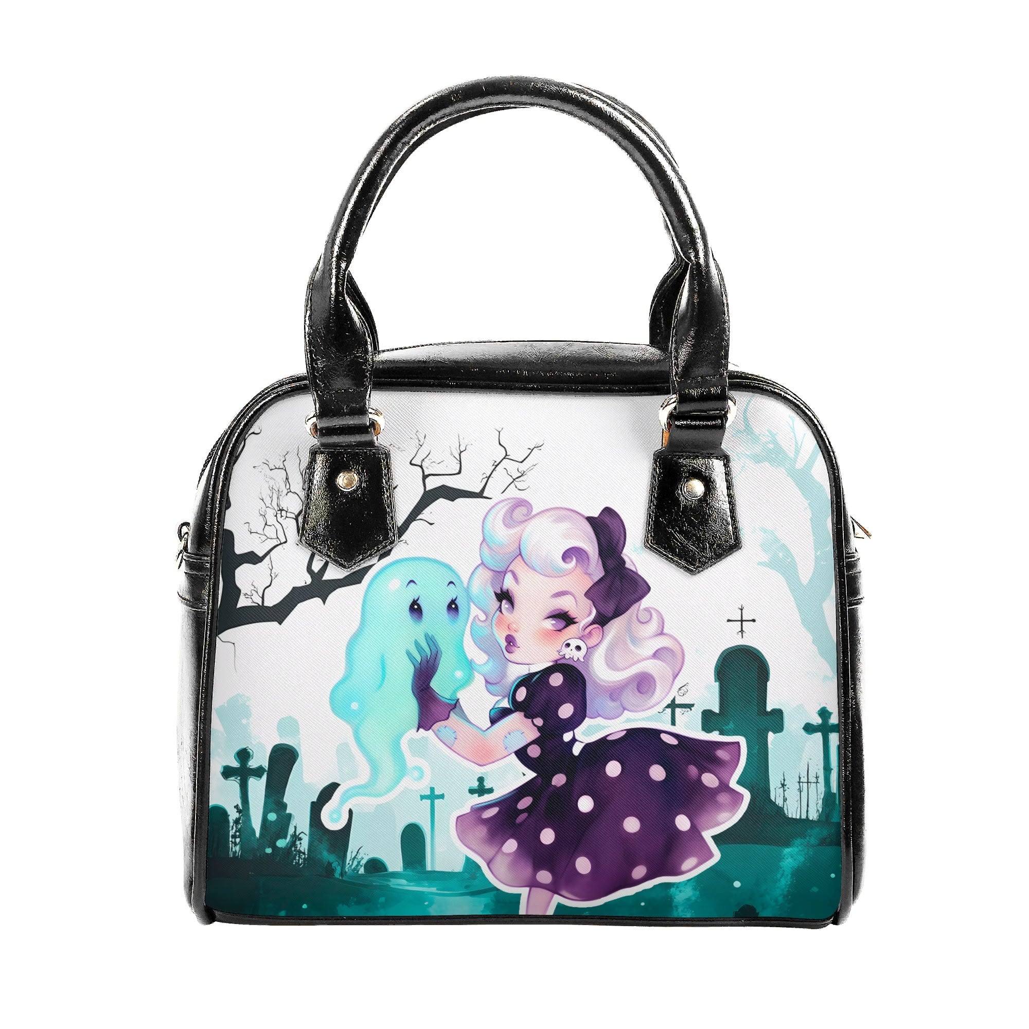 Bolso mediano Estilo vintage años 50´s Azul con fantasma Pin Up