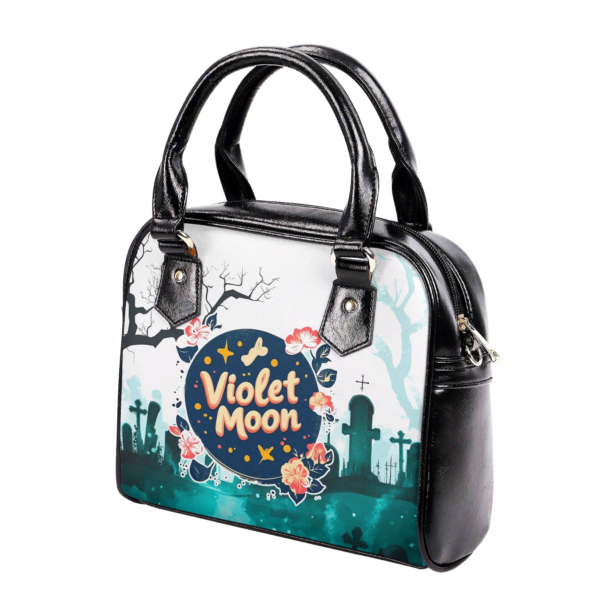 Bolso mediano Estilo vintage años 50´s Azul con fantasma Pin Up