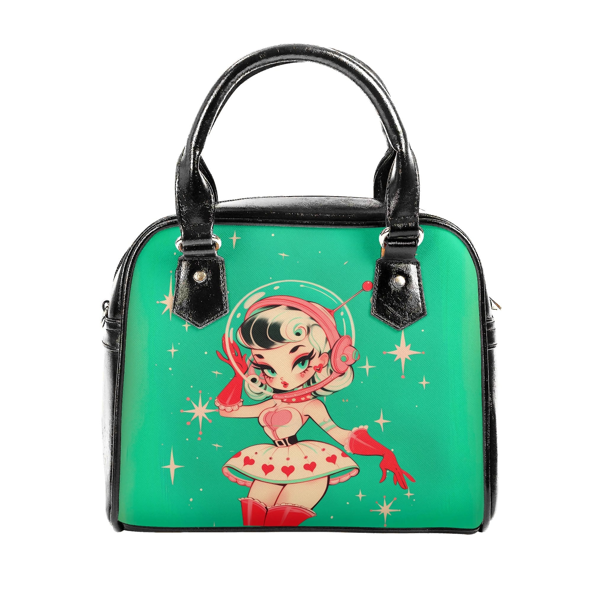 Bolso mediano Estilo vintage años 50´s verde Pin Up Espacial