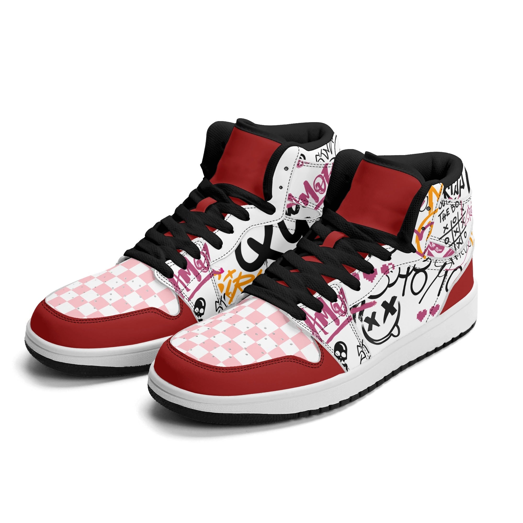 Zapatillas Altas para Mujer – Estilo Urbano Retro con Estampado Colorido. Tag de graffiti