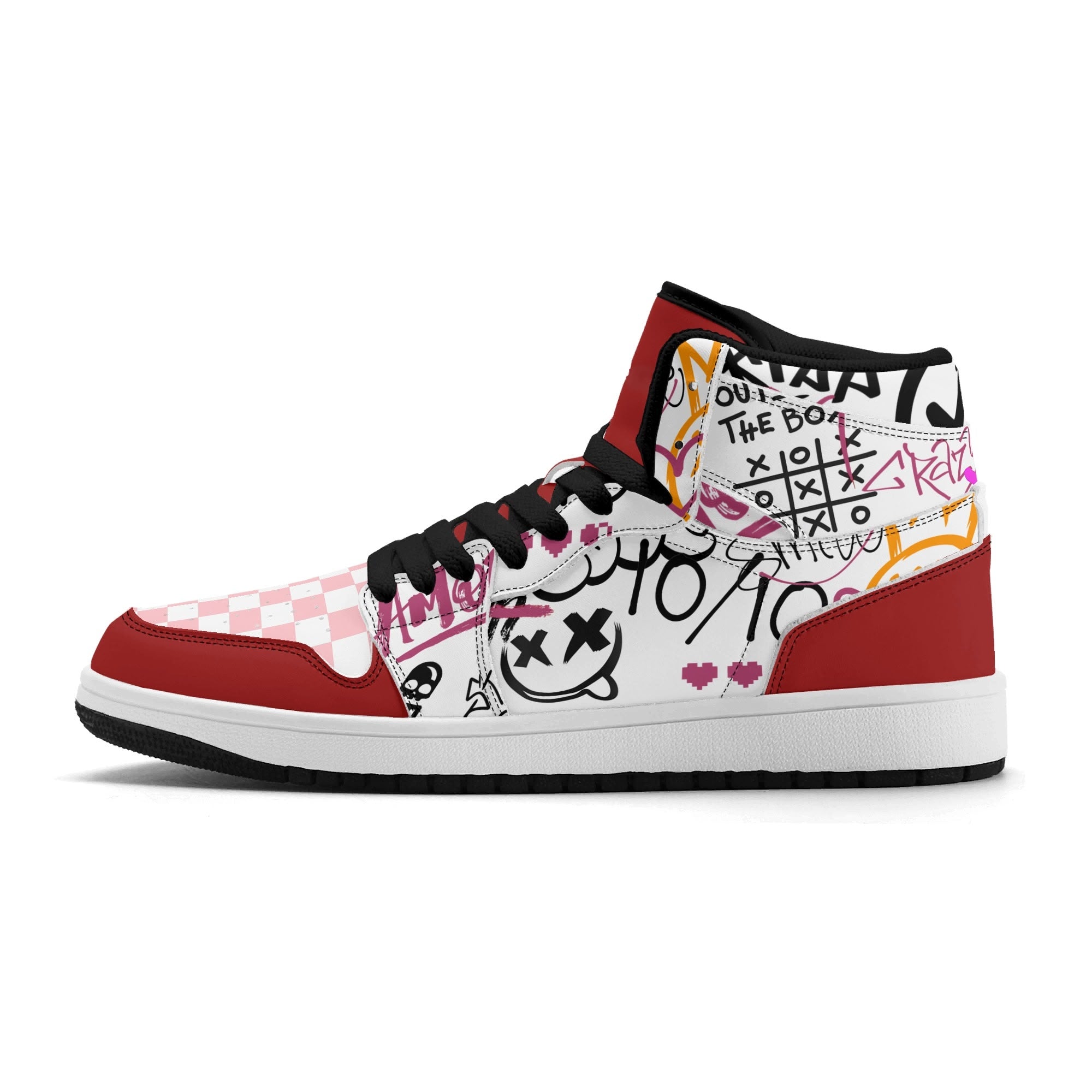 Zapatillas Altas para Mujer – Estilo Urbano Retro con Estampado Colorido. Tag de graffiti