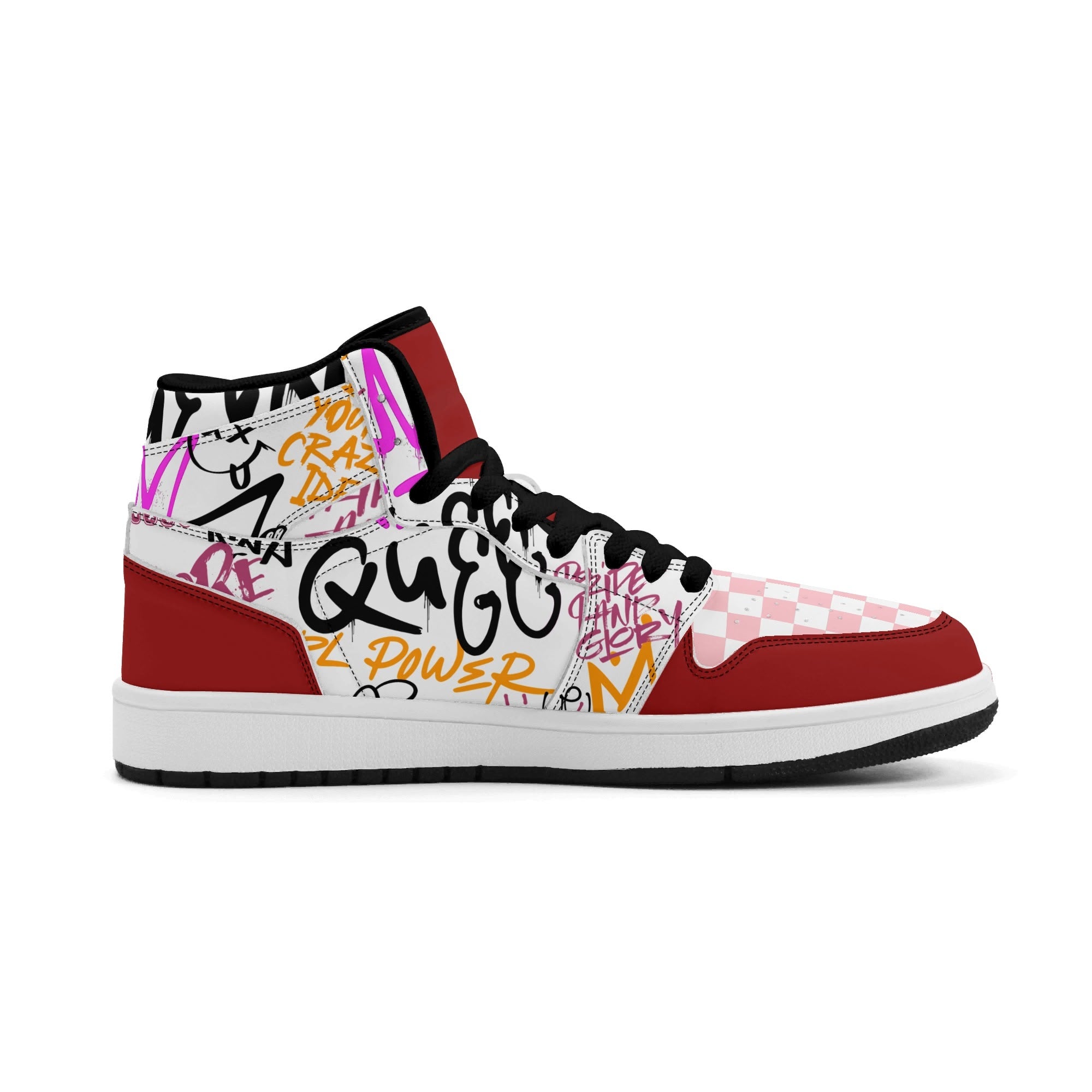 Zapatillas Altas para Mujer – Estilo Urbano Retro con Estampado Colorido. Tag de graffiti