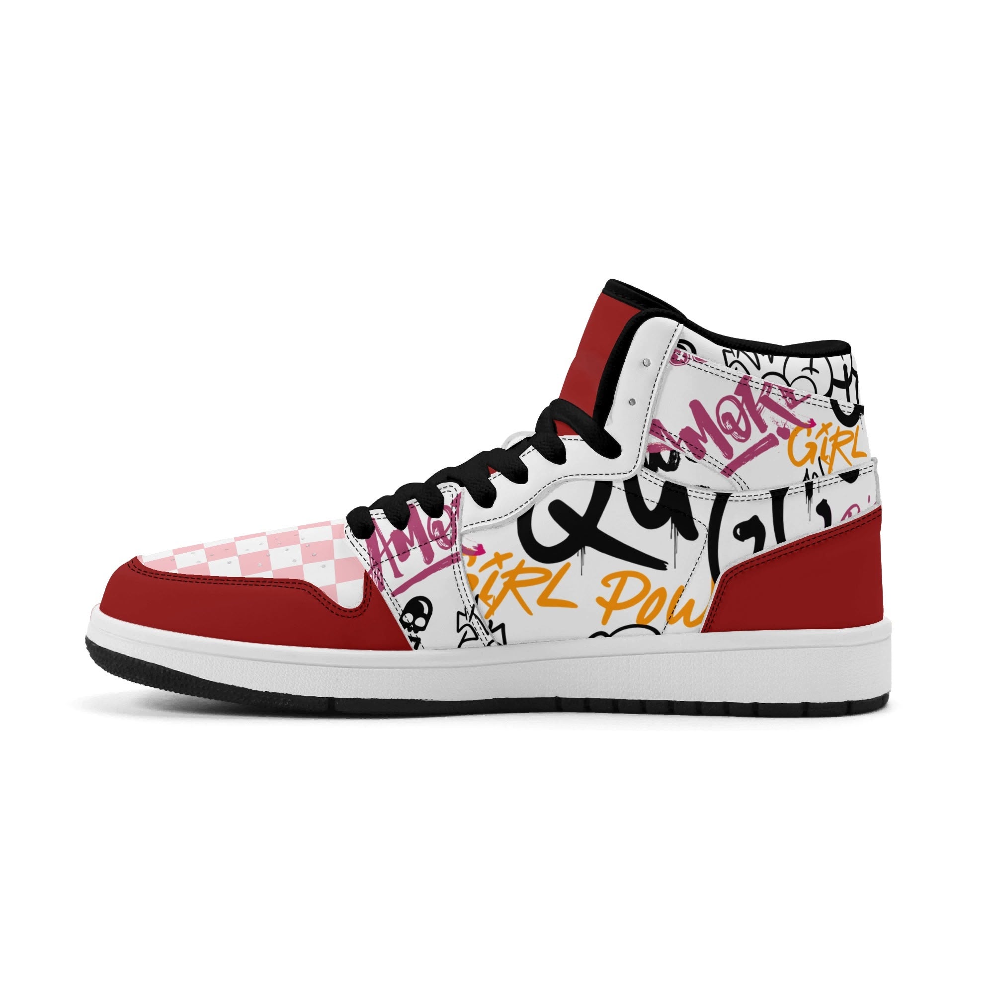 Zapatillas Altas para Mujer – Estilo Urbano Retro con Estampado Colorido. Tag de graffiti