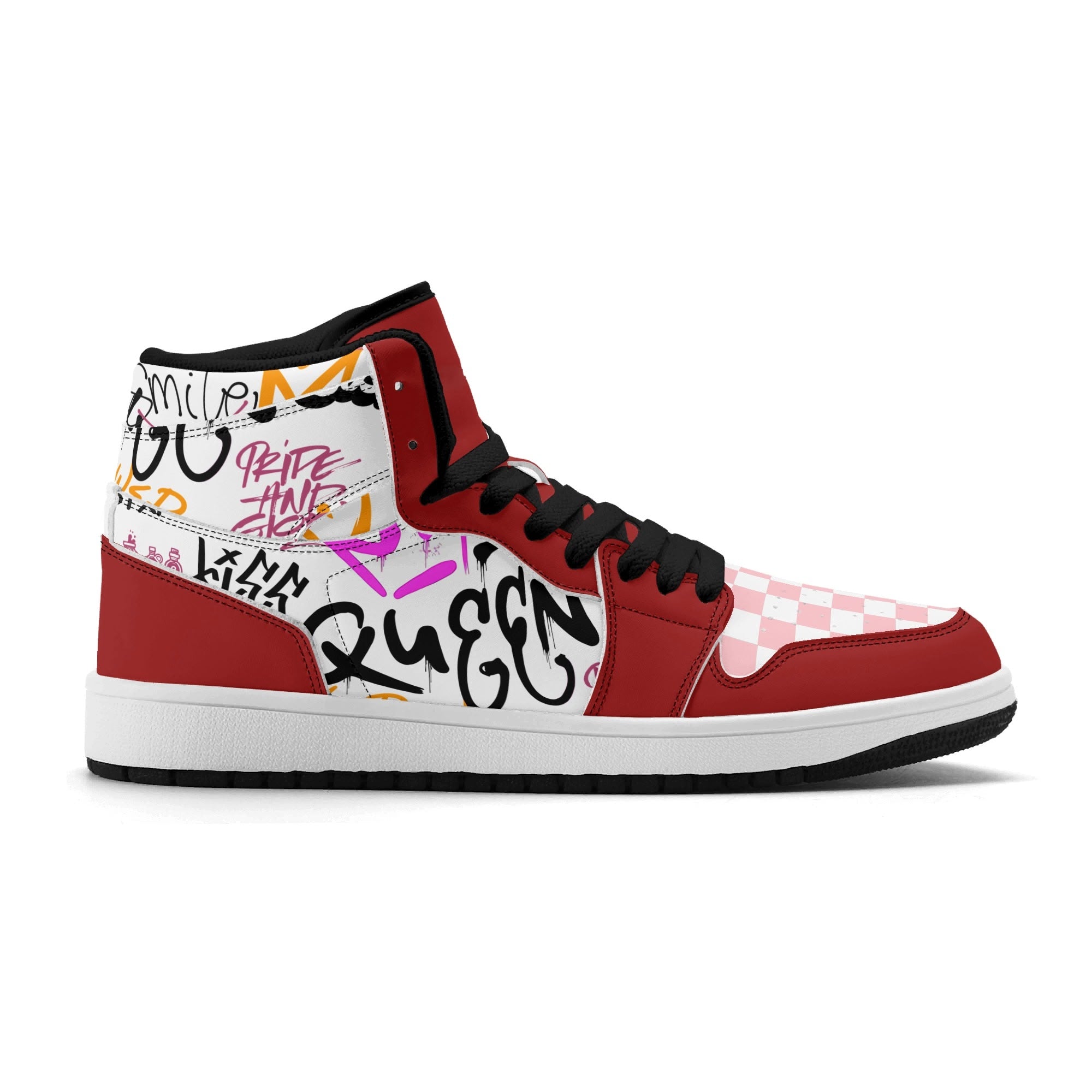 Zapatillas Altas para Mujer – Estilo Urbano Retro con Estampado Colorido. Tag de graffiti