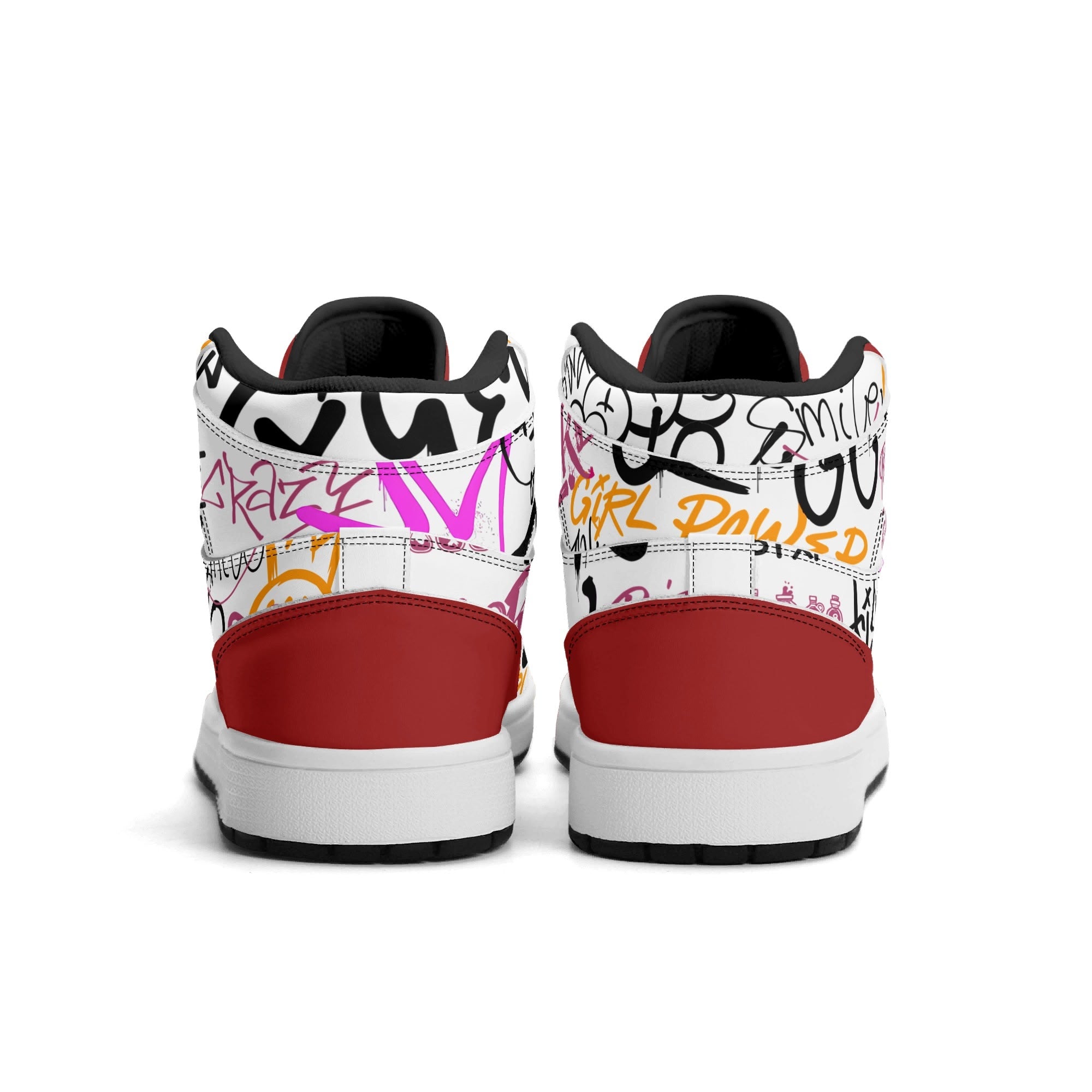 Zapatillas Altas para Mujer – Estilo Urbano Retro con Estampado Colorido. Tag de graffiti