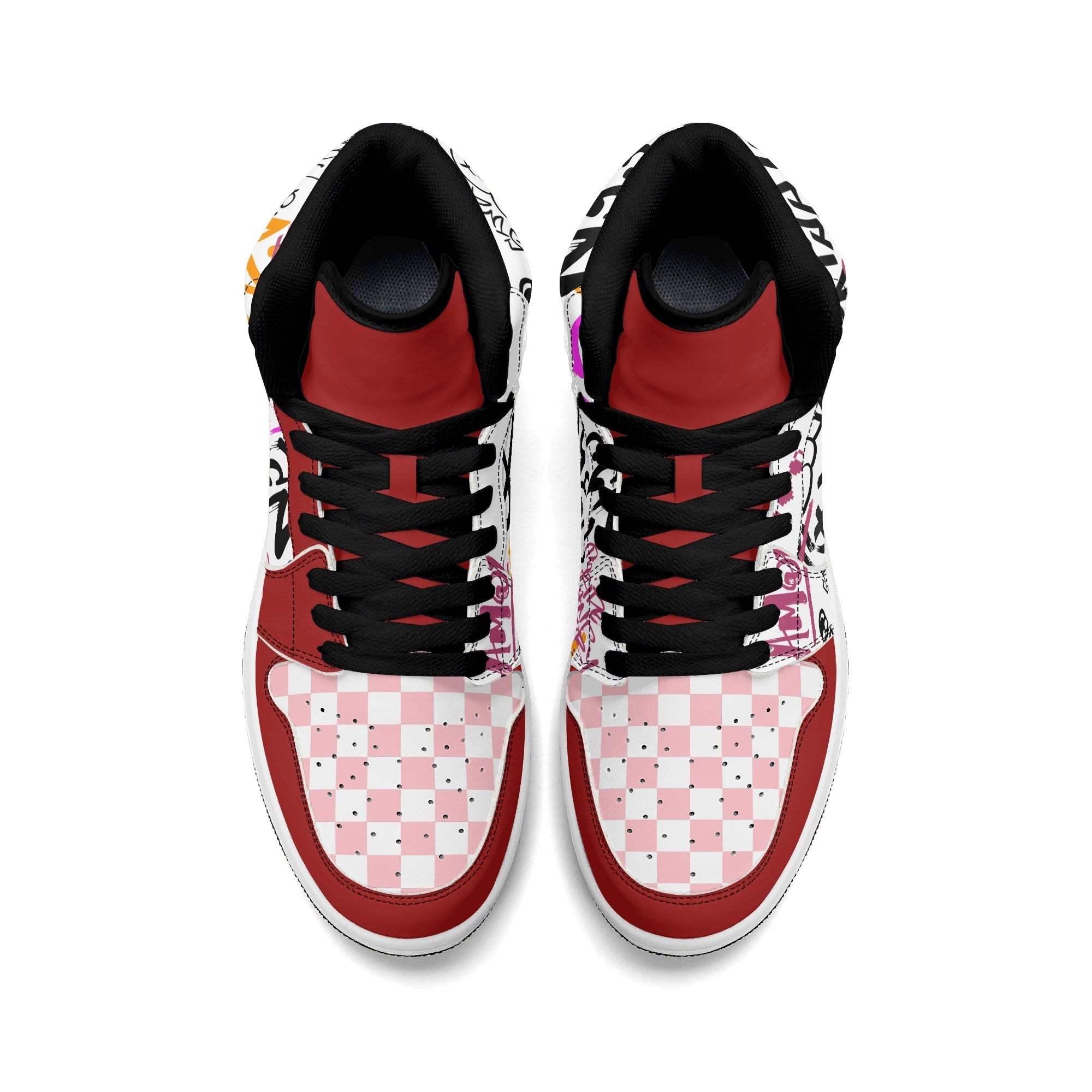 Zapatillas Altas para Mujer – Estilo Urbano Retro con Estampado Colorido. Tag de graffiti