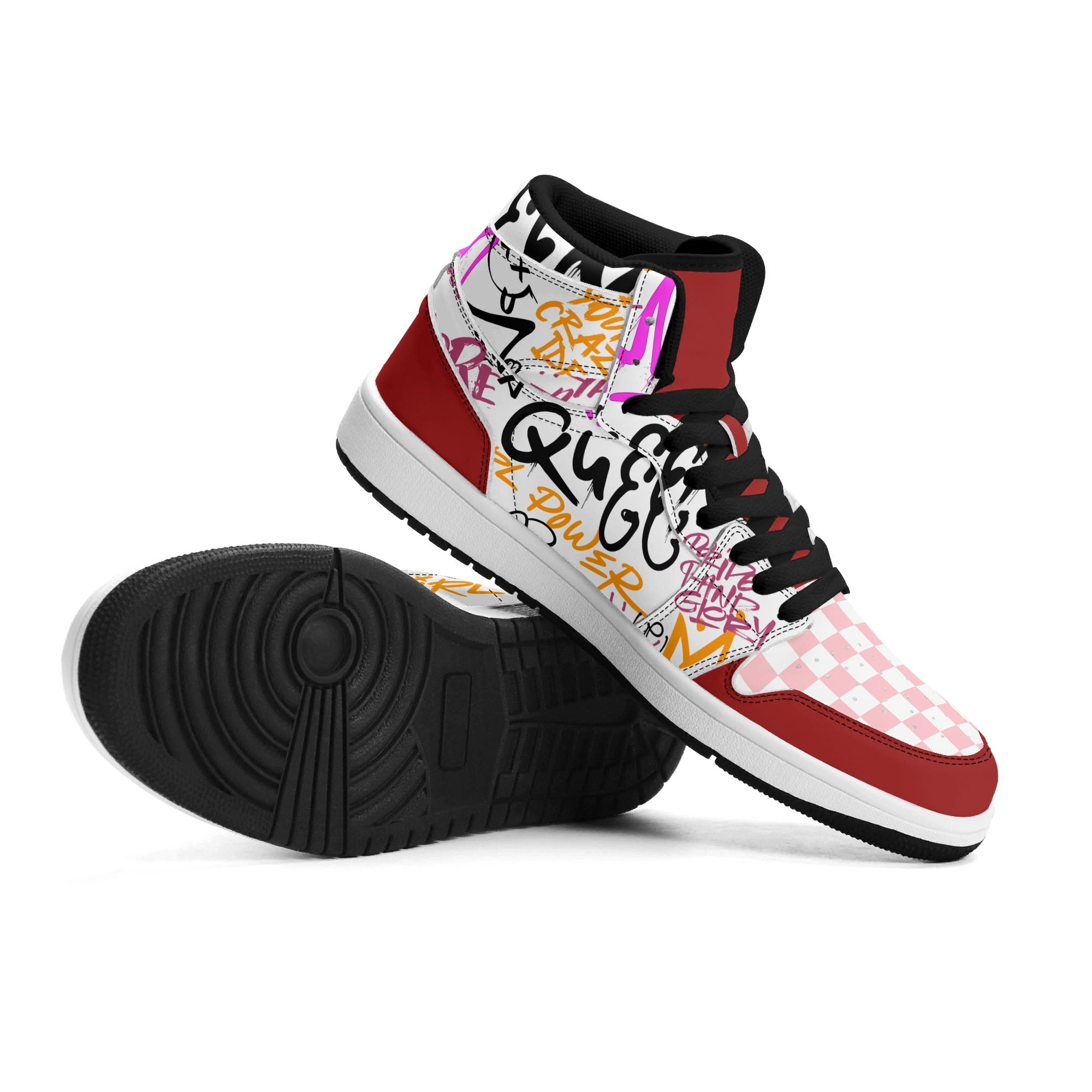 Zapatillas Altas para Mujer – Estilo Urbano Retro con Estampado Colorido. Tag de graffiti