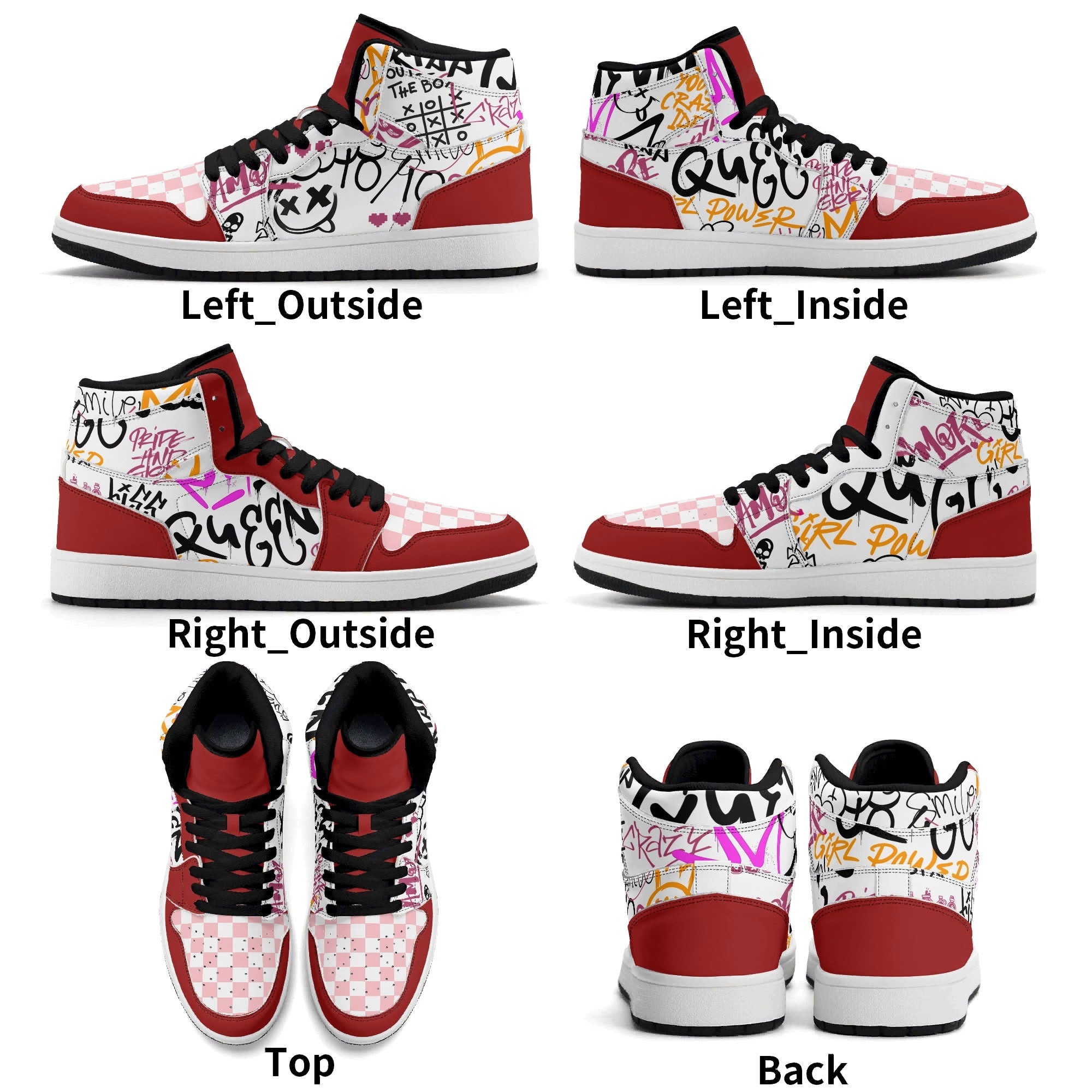 Zapatillas Altas para Mujer – Estilo Urbano Retro con Estampado Colorido. Tag de graffiti