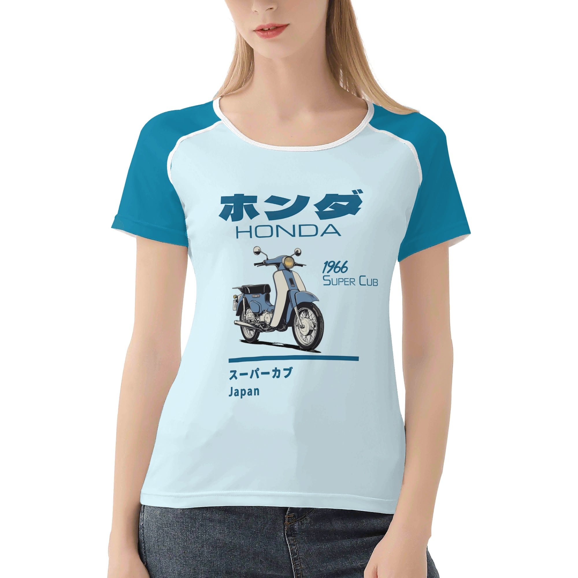 Camiseta Moto Retro – Ilustración estilo cómic vintage de la Honda Super Cub