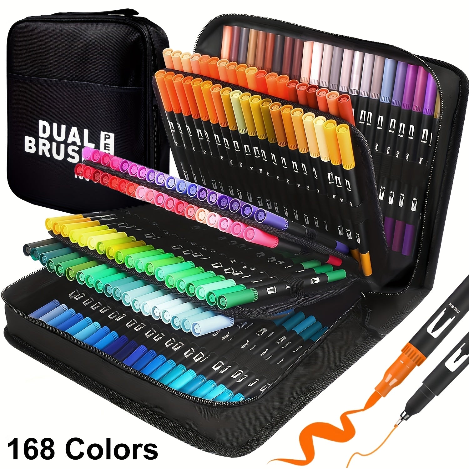 168 Dual Tip Brush Pens  Professional Art Markers for Drawing Sketching  Calligraphy