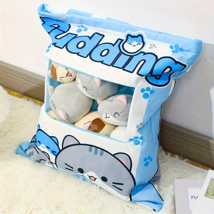 Juego de 8 Piezas de Juguetes de Peluche para Gatos con Forma de Muecos Pequeos de Dibujos Animados y Almohada para Mascotas