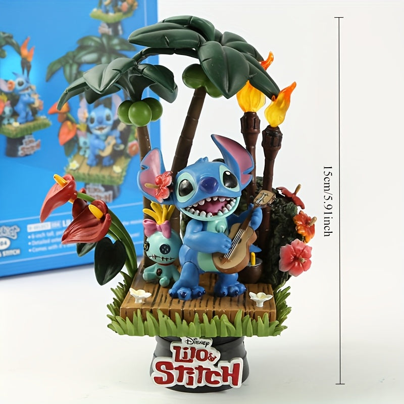Figura de Accin de Dibujos Animados en Caja Dorada Pequea de Stitch de Disney para Adorno de Escritorio