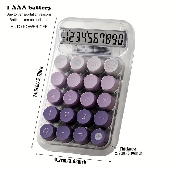 Calculadora grande de 57 pulgadas con concha transparente botones grandes 10 dgitos gradiente de colores multicolores diseo esttico Kawaii para uso en la oficina  Batera no incluida instrucciones de uso de la calculadora