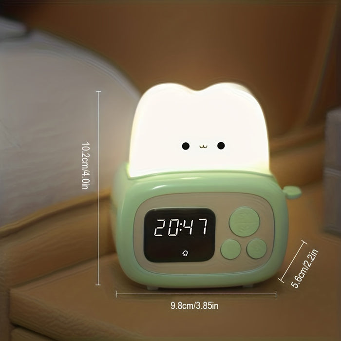 Reloj de alarma libre moderno QANYI con luz nocturna luz suave ajustable batera de litio recargable USB de 1200mAh control de botn sombra de plstico para uso en mesa de dormitorio
