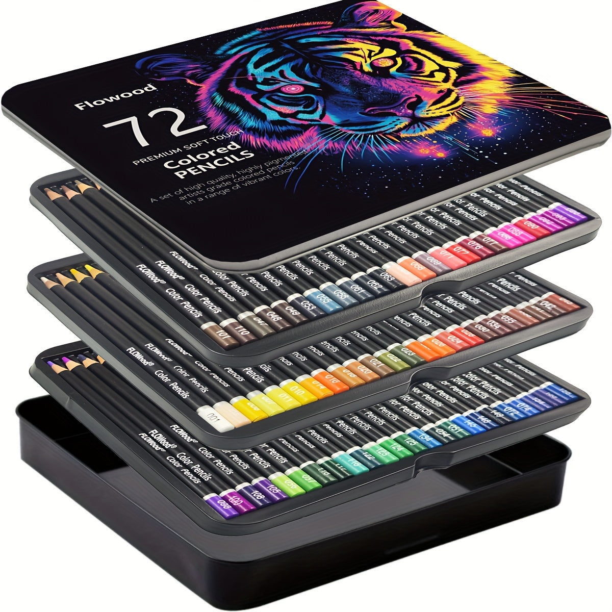 Juego de 72 lpices de colores con nmero  Lpices de colores con caja de metal  Suministros de arte